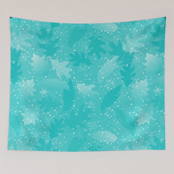 Item preview, Swirling Leaves in Snow at Night Soft Teal designed and sold by Art in My Loft.