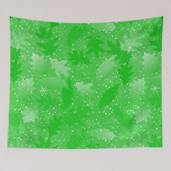 Item preview, Swirling Leaves in Snow at Night Bright Green designed and sold by Art in My Loft.