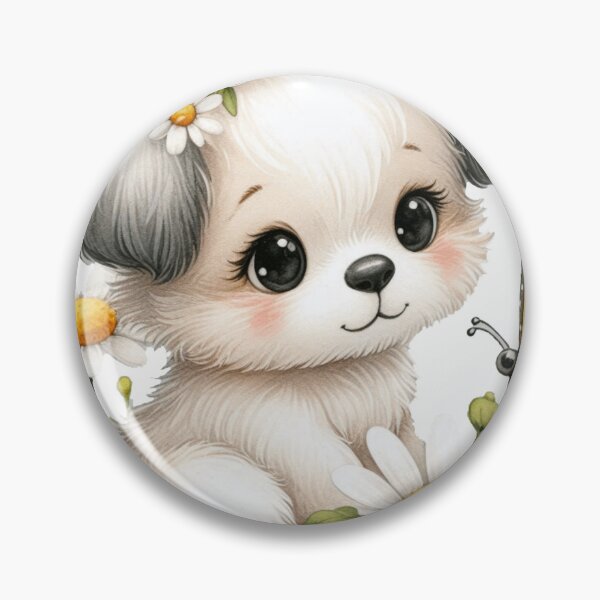 Item preview, Puppy Amidst Daisies with Butterfly. designed and sold by Daofa.