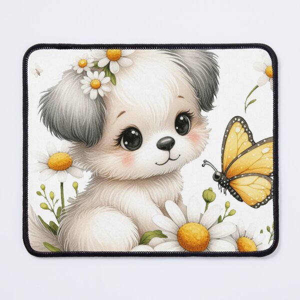 Item preview, Puppy Amidst Daisies with Butterfly. designed and sold by Daofa.