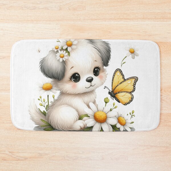 Item preview, Puppy Amidst Daisies with Butterfly. designed and sold by Daofa.