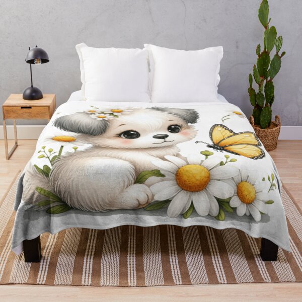 Item preview, Puppy Amidst Daisies with Butterfly. designed and sold by Daofa.