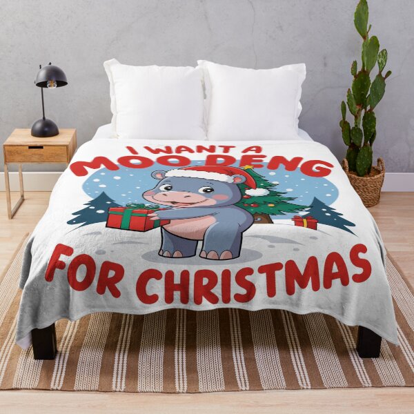 Item preview, I Want a Moo Deng for Christmas Hippo Design designed and sold by NexaArts.