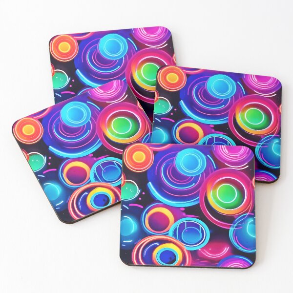 Item preview, Neon Circles Abstract Art designed and sold by Health And Fitness Posts e-Store.
