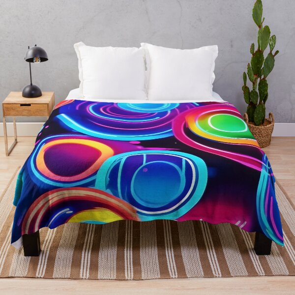 Item preview, Neon Circles Abstract Art designed and sold by Health And Fitness Posts e-Store.