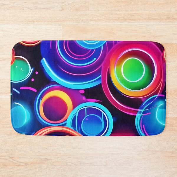 Item preview, Neon Circles Abstract Art designed and sold by Health And Fitness Posts e-Store.
