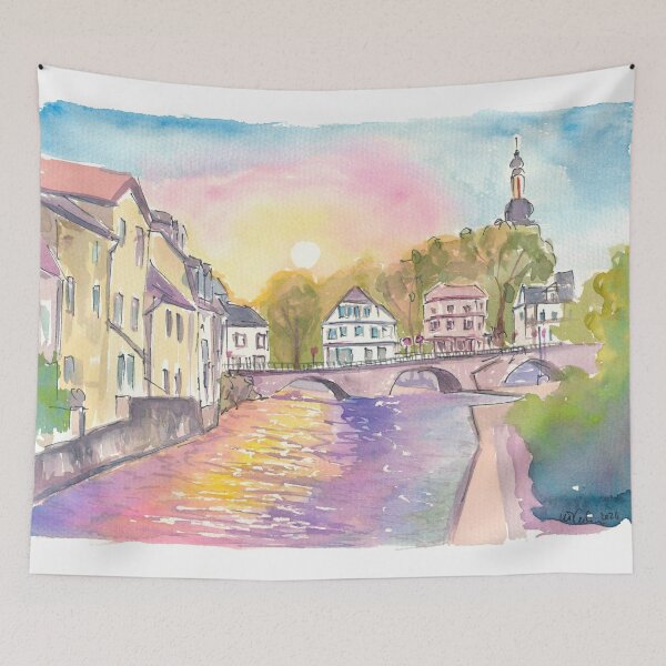 Item preview, Sunrise over Old Nahe Bridge in Bad Kreuznach Germany designed and sold by artshop77.