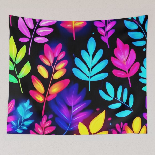 Item preview, Neon Leaves Abstract Pattern designed and sold by Health And Fitness Posts e-Store.