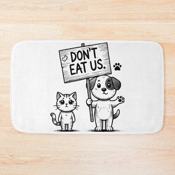 Item preview, 'Don't Eat Us' humorous dog and cat design resonating from a Trump Political Quote T Shirt designed and sold by Millie8282.