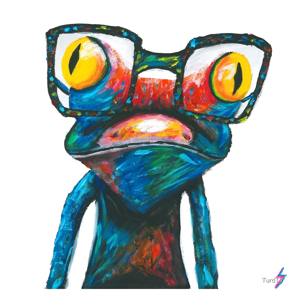"Colorful Gecko Wearing Glasses Acrylic Painting" by TurdTV Redbubble