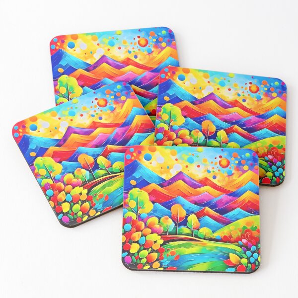 Item preview, Rainbow Mountains Abstract Landscape designed and sold by Health And Fitness Posts e-Store.