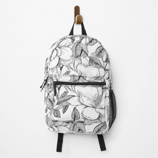 Aperçu de l'œuvre Motif de fleurs en noir et blanc créée et vendue par LineArtForYou.