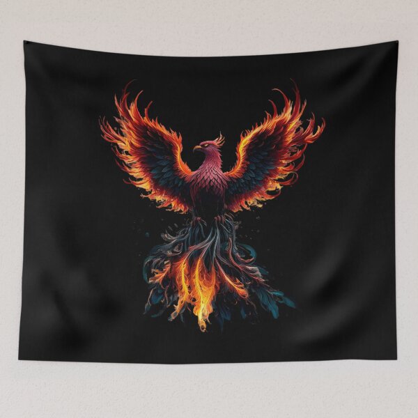 Item preview, Fiery Phoenix Rising Mythical Firebird Art designed and sold by ZetaDream.
