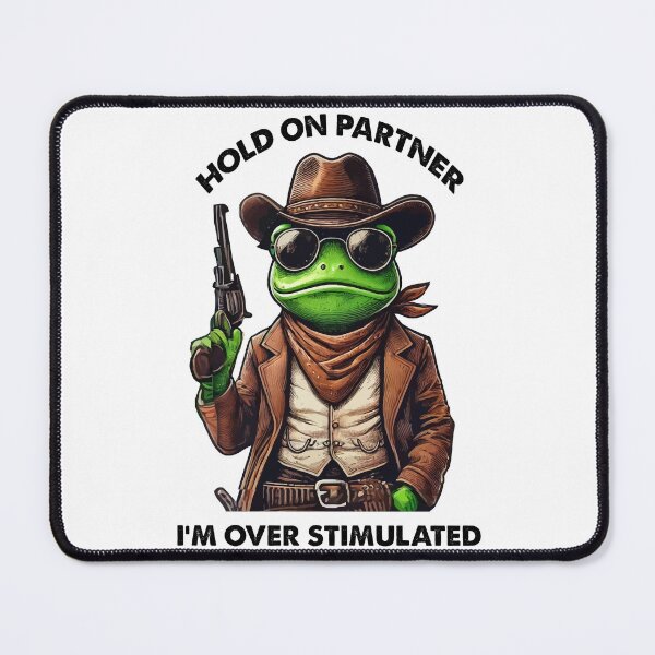 Item preview, Retro Wild West Frog - 'Hold on Partner, I'm Over Stimulated' Cowboy Cartoon T Shirt designed and sold by Millie8282.