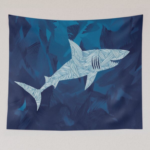 Item preview, A shark swimming through a deep blue ocean design. designed and sold by HEMRO.