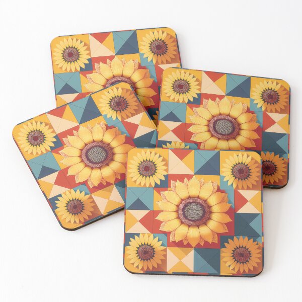 Item preview, A quirky sunflower checkerboard pattern with geometric sunflower shapes in various colors. designed and sold by HEMRO.