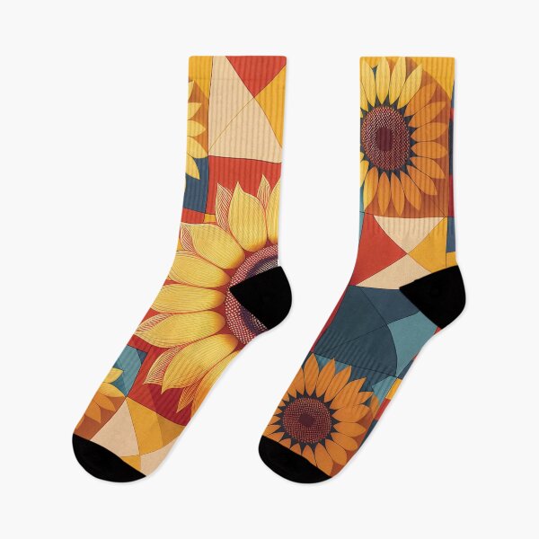 Item preview, A quirky sunflower checkerboard pattern with geometric sunflower shapes in various colors. designed and sold by HEMRO.