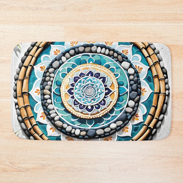 Item preview, Zen Mandala with Bamboo and Pebbles Art designed and sold by MandalasShops.