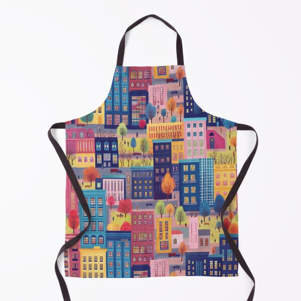 Item preview, Colorful City Pattern with Buildings, Trees, and People designed and sold by artofclaire.