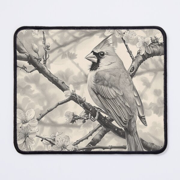 Item preview, Black and White Cardinal Pencil Drawing designed and sold by Pencil-Art.