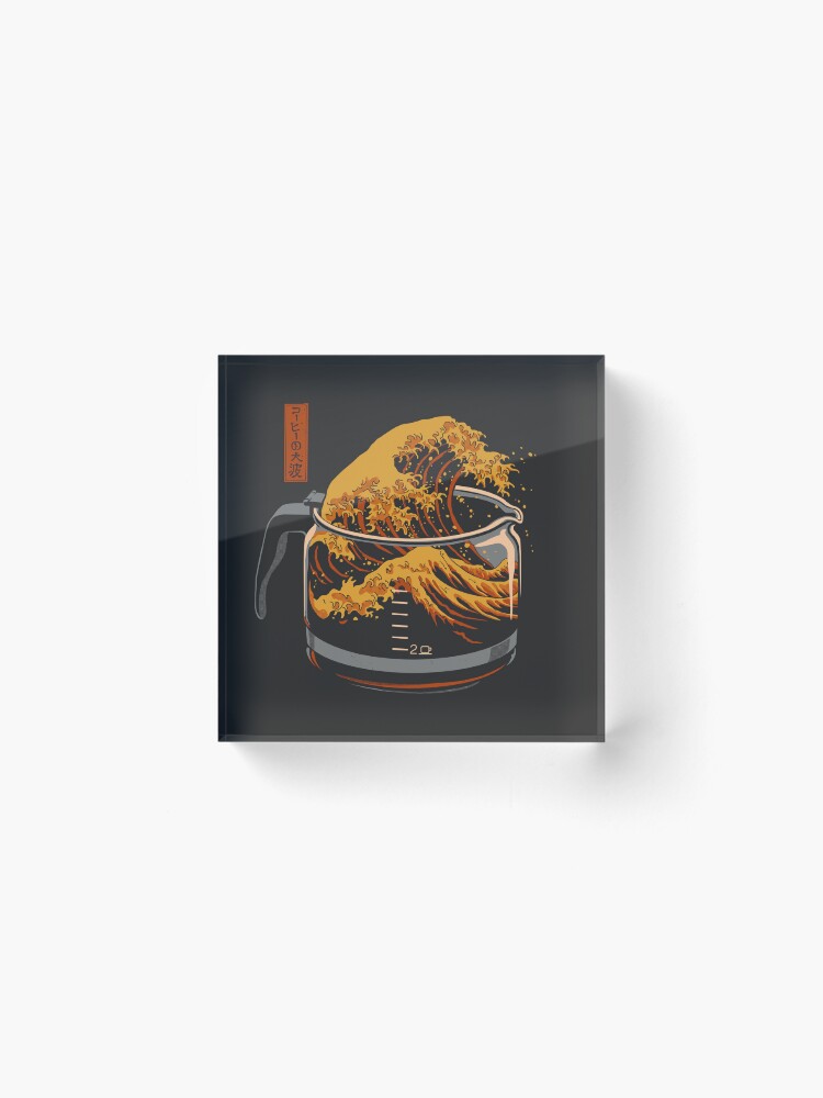Thumbnail 2 of 5, Acrylic Block, The Great Wave of Coffee designed and sold by Gloopz.