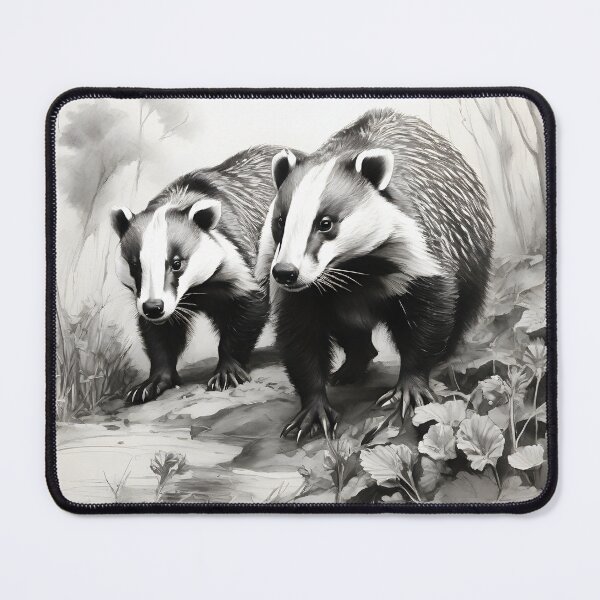 Item preview, Black and white Badger pencil drawing designed and sold by Pencil-Art.