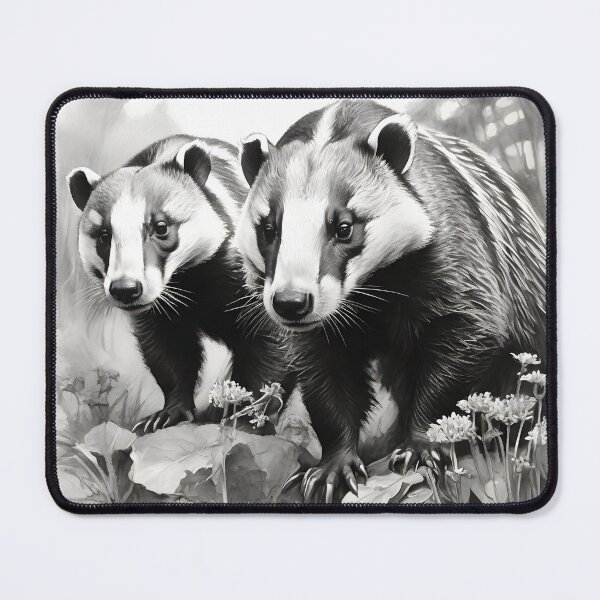 Item preview, Black and white Badger pencil drawing designed and sold by Pencil-Art.