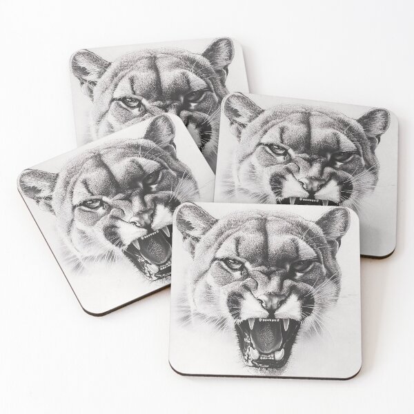 Item preview, Black and white pencil drawing of a mountain lion designed and sold by Pencil-Art.