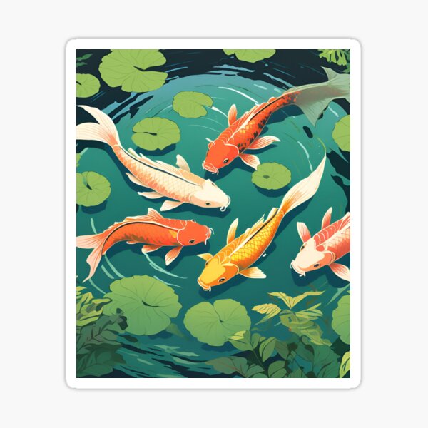 Vista previa del artículo con la obra «Peces koi en un estanque», diseñado y vendido por CrazyDuoTeam.