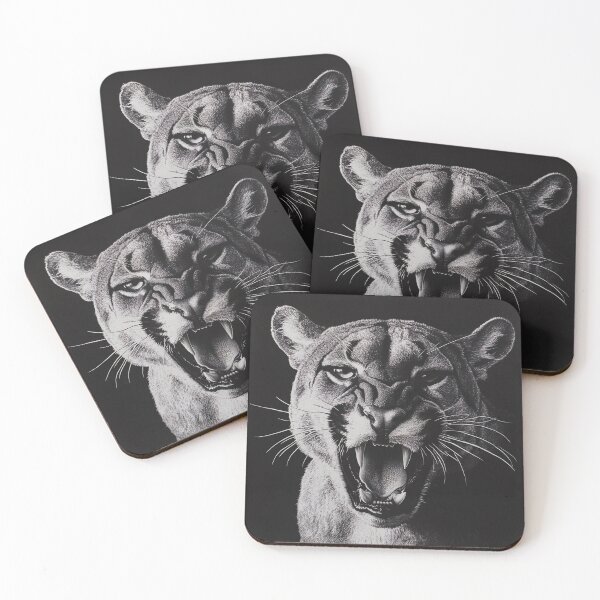 Item preview, Black and white pencil drawing of a mountain lion designed and sold by Pencil-Art.