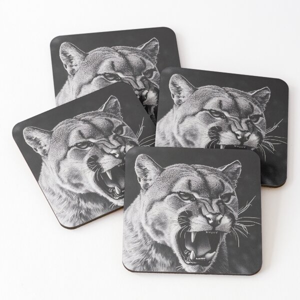 Item preview, Black and white pencil drawing of a mountain lion designed and sold by Pencil-Art.