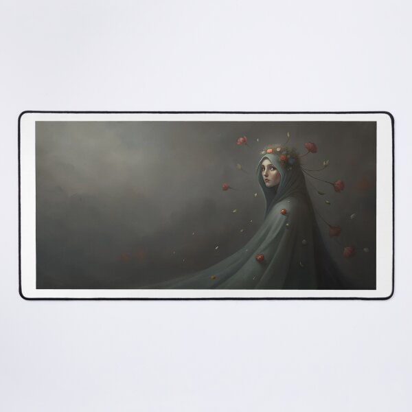 Item preview, A girl in a robe, surrealism, horror, spirits in flowers on a gray background, art illustration of a girl with flowers designed and sold by Yunasak.