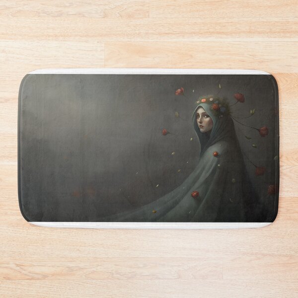 Item preview, A girl in a robe, surrealism, horror, spirits in flowers on a gray background, art illustration of a girl with flowers designed and sold by Yunasak.