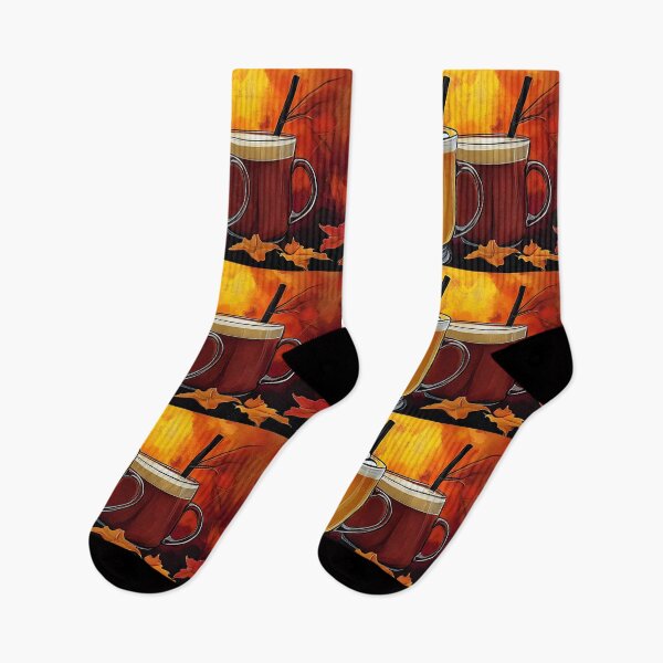 Item preview, Autumn Beverages in Glass Mugs with Whipped Cream Pumpkin and Fall Leaves in Warm Colorful Setting Generative AI designed and sold by OlfactoART Studio.