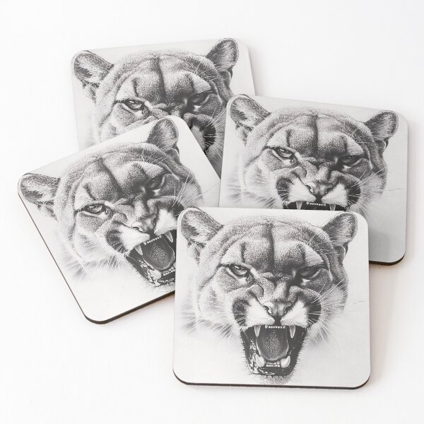 Item preview, Black and white pencil drawing of a mountain lion designed and sold by Pencil-Art.