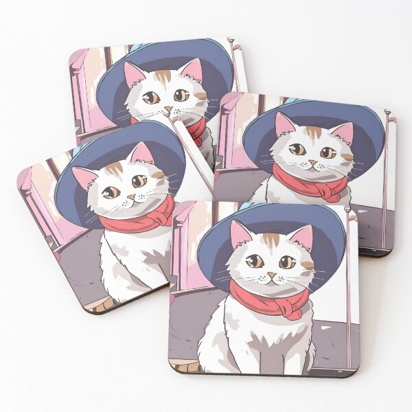 Item preview, Cute cat with a hat, and red scurf designed and sold by CrazyDuoTeam.