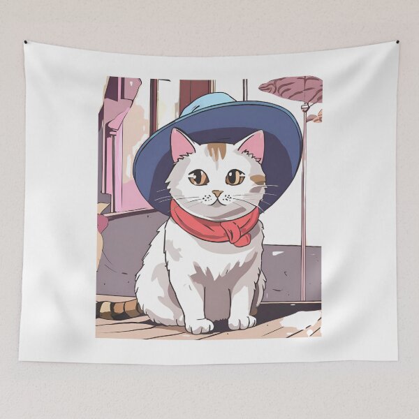 Item preview, Cute cat with a hat, and red scurf designed and sold by CrazyDuoTeam.
