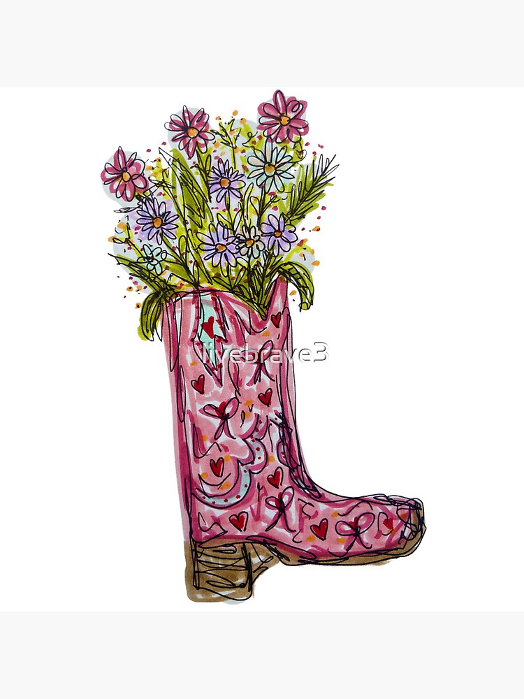 Thumbnail 3 of 3, Art Print, Flowers in Pink Cowboy Boot designed and sold by livebrave3.