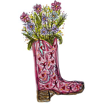 Artwork thumbnail, Flowers in Pink Cowboy Boot by livebrave3