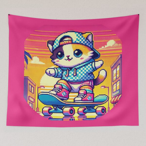 Item preview, Super Cute Vintage Kitty Skater designed and sold by WeLoveCatss.