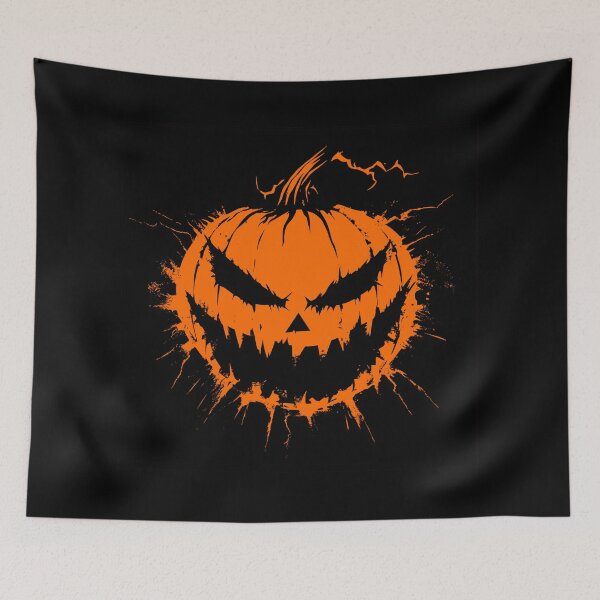 Item preview, Large orange evil pumpkin face designed and sold by Maddrick.
