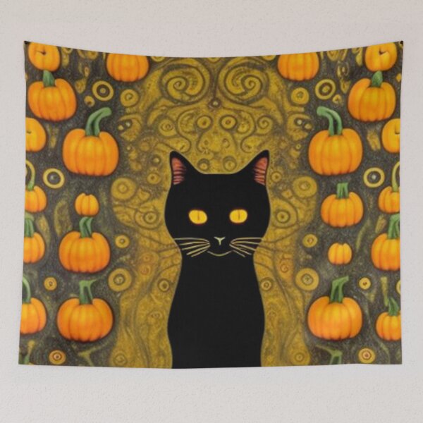 Item preview, Halloween Black Cat & Pumpkins  designed and sold by TheDarkWardrobe.