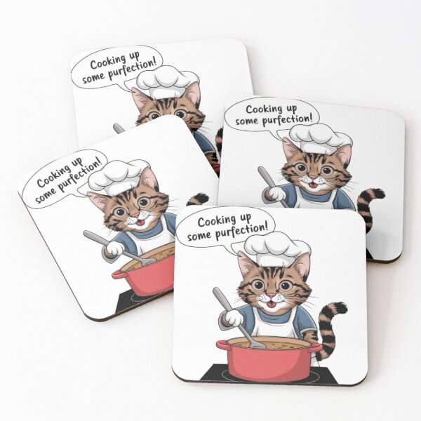 Item preview, Cat Chef Stirring Soup in Kitchen designed and sold by Petpixy.