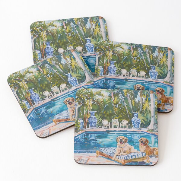 Item preview, Labrador Retrievers at Florida Swimming Pool designed and sold by SophieClimaArt.
