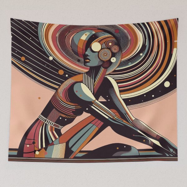 Item preview, Retrofuturistic astral girl with her head in the galaxy designed and sold by yearmoe.