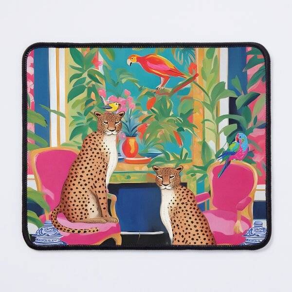Item preview, Two cheetahs in chinoiserie interior designed and sold by SophieClimaArt.