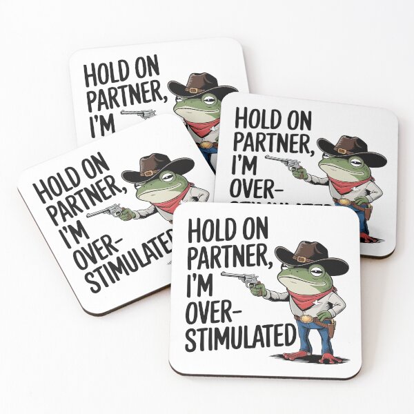 Item preview, Hold on partner I'm overstimulated sticker, Funny cowboy frog designed and sold by SlocifieShop.