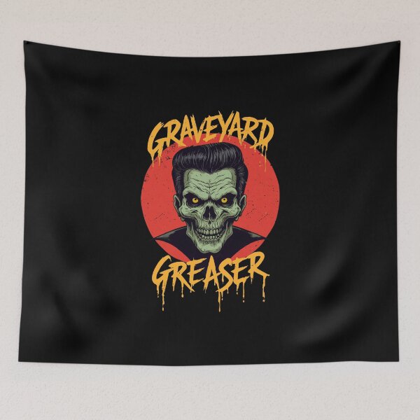 Item preview, Graveyard Greaser - 50's zombie skull designed and sold by Awake  Productions.