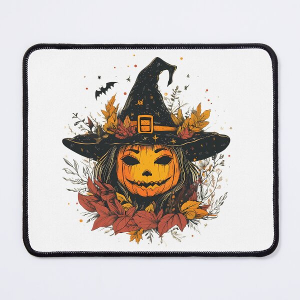 Item preview, Enchanting Pumpkin Witch with Autumn Leaves and Mystical Halloween Magic, Smiling Jack-o'-Lantern, spooky season designed and sold by katerynaS99.