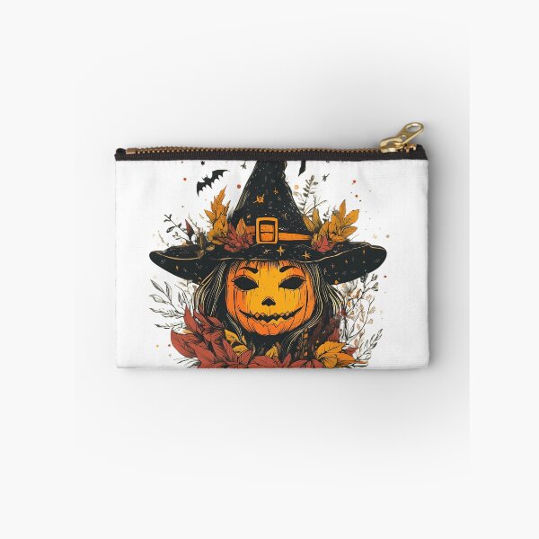 Item preview, Enchanting Pumpkin Witch with Autumn Leaves and Mystical Halloween Magic, Smiling Jack-o'-Lantern, spooky season  designed and sold by katerynaS99.